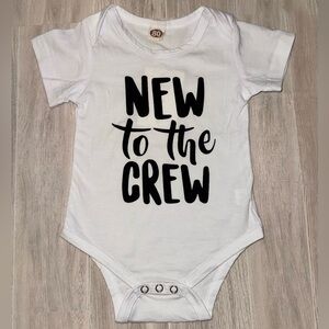 👶🏻 White "New to the Crew" Baby One-Piece Bodysuit - 6-12 mos